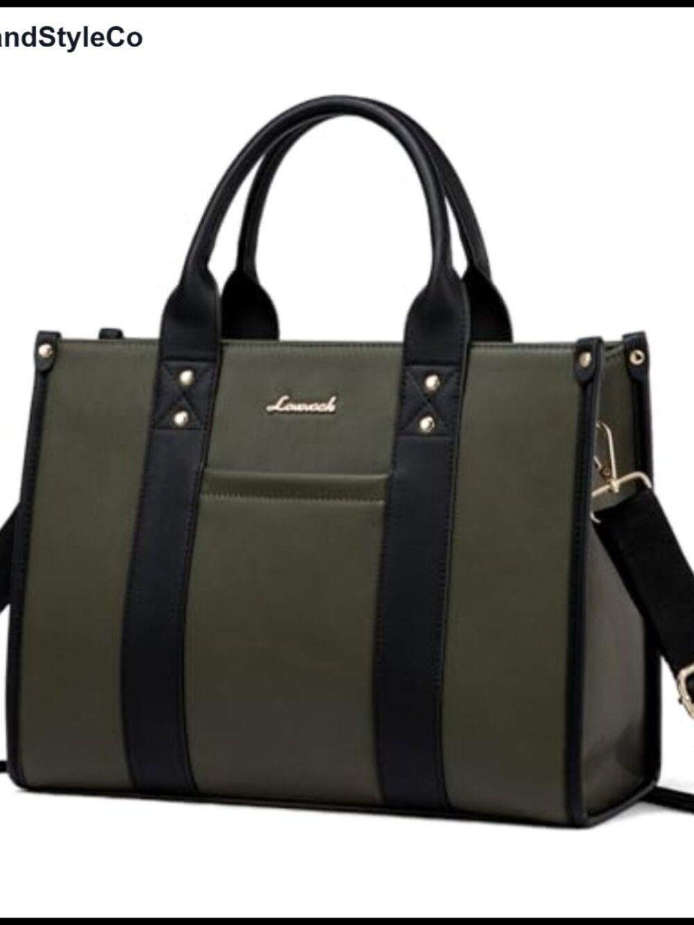 Faux Leather Satchel Tote Bag with Zipper Adjustable Strap Fits 13" Laptop